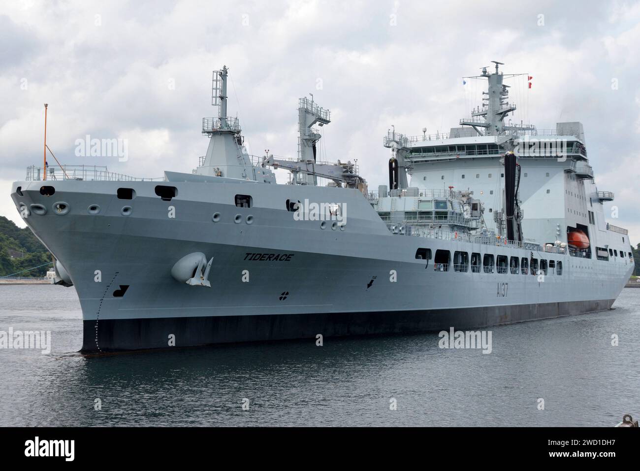 The British Tide-class Royal Fleet Auxiliary fleet tanker RFA Tiderace during a port visit in Yokosuka, Japan. Stock Photo