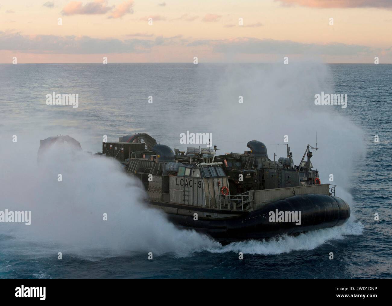 Landing Craft Air Cushion disembarks in the Coral Sea. Stock Photo