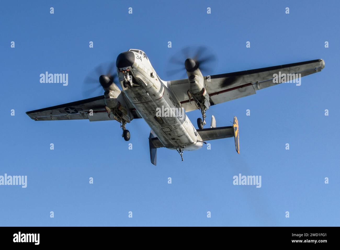 A C-2A Greyhound prepares for landing. Stock Photo
