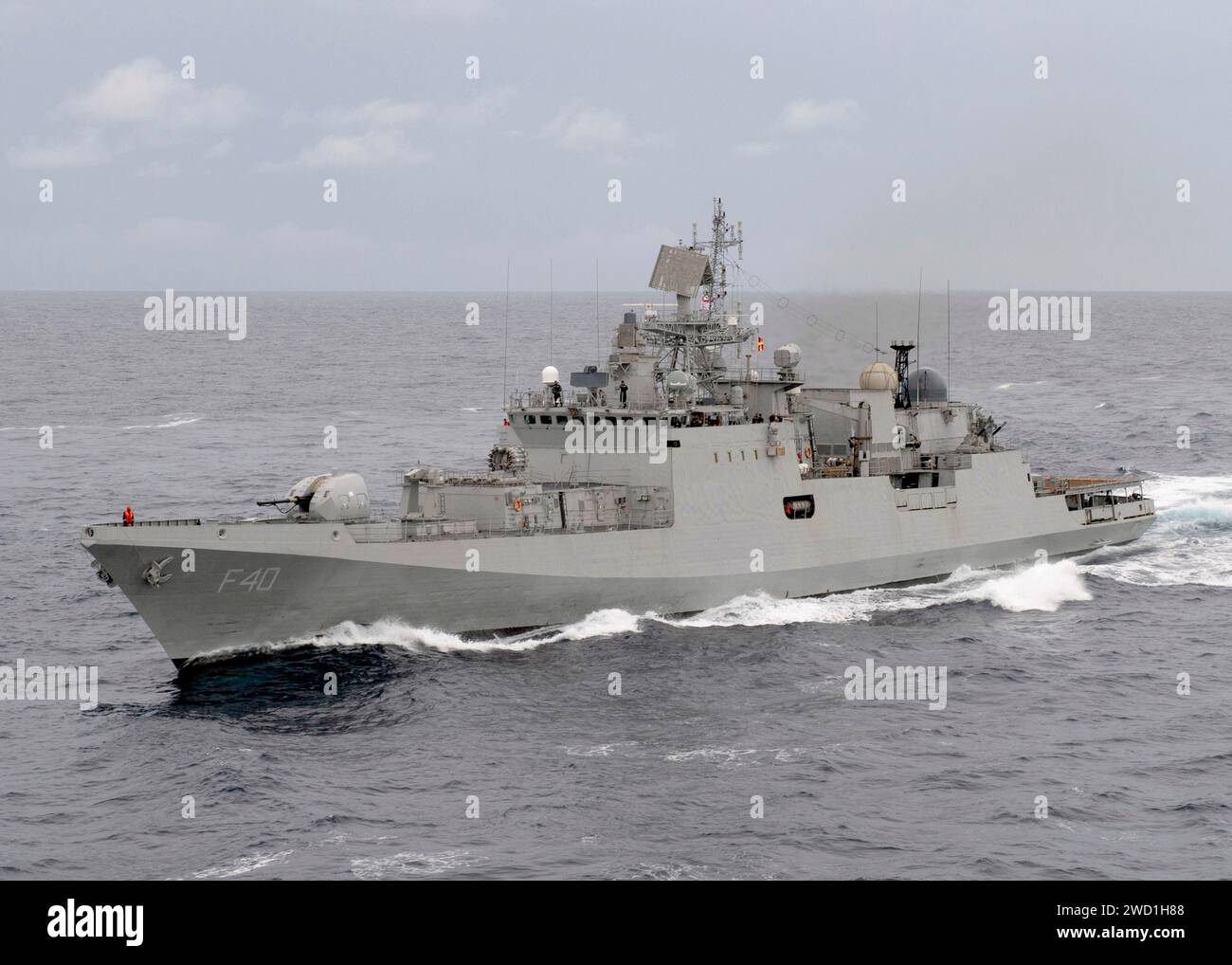 The Indian Navy frigate INS Talwar in the north Arabian Sea. Stock Photo