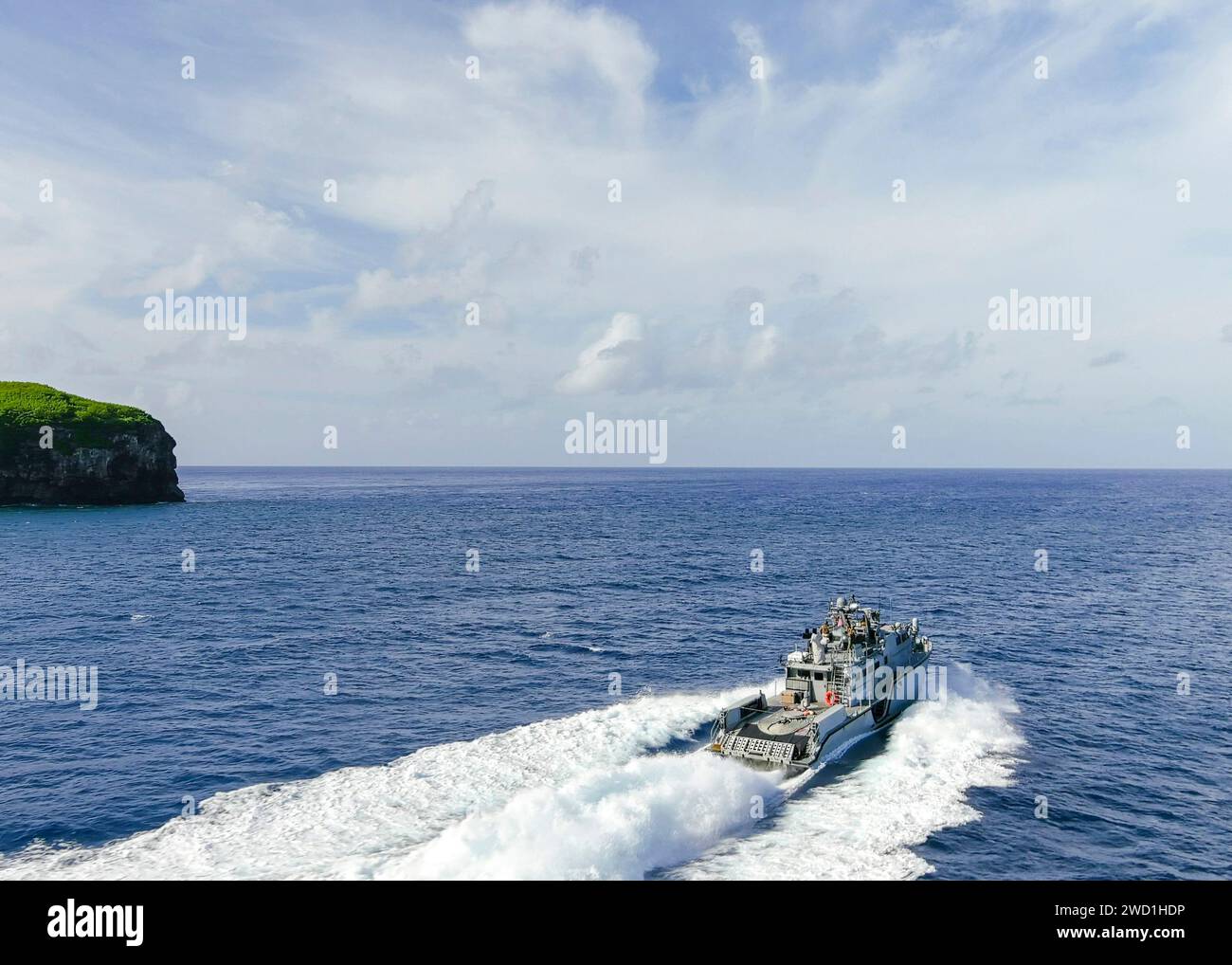 Sailors on a Mark VI patrol boat conduct unit-level training in the Philippine Sea off the coast of Guam. Stock Photo