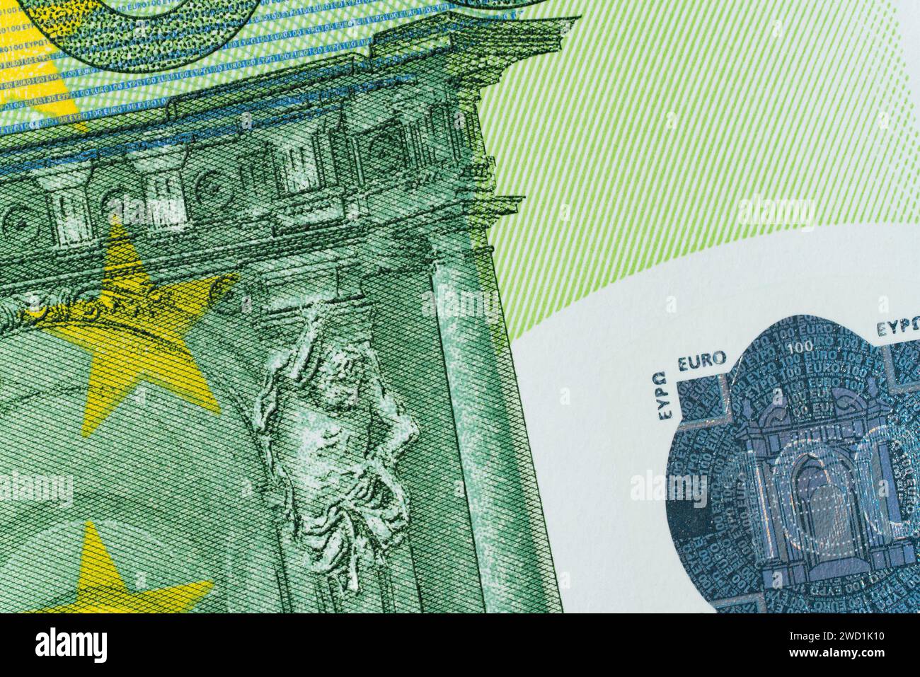 One hundred Euro banknote fragment closeup Stock Photo - Alamy