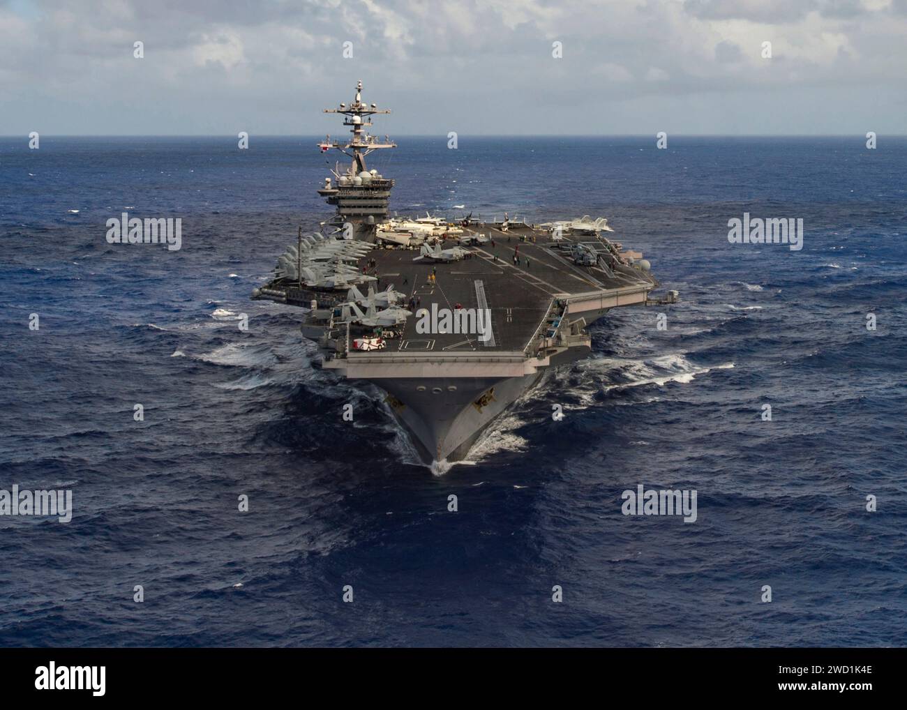 The aircraft carrier USS Carl Vinson transits the Pacific Ocean. Stock Photo