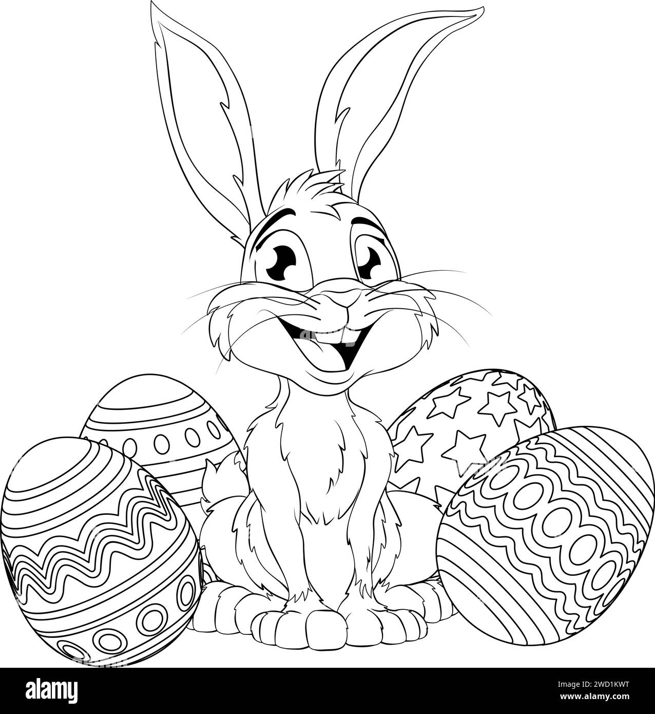Easter Bunny and Chocolate Eggs Rabbit Cartoon Stock Vector Image & Art ...