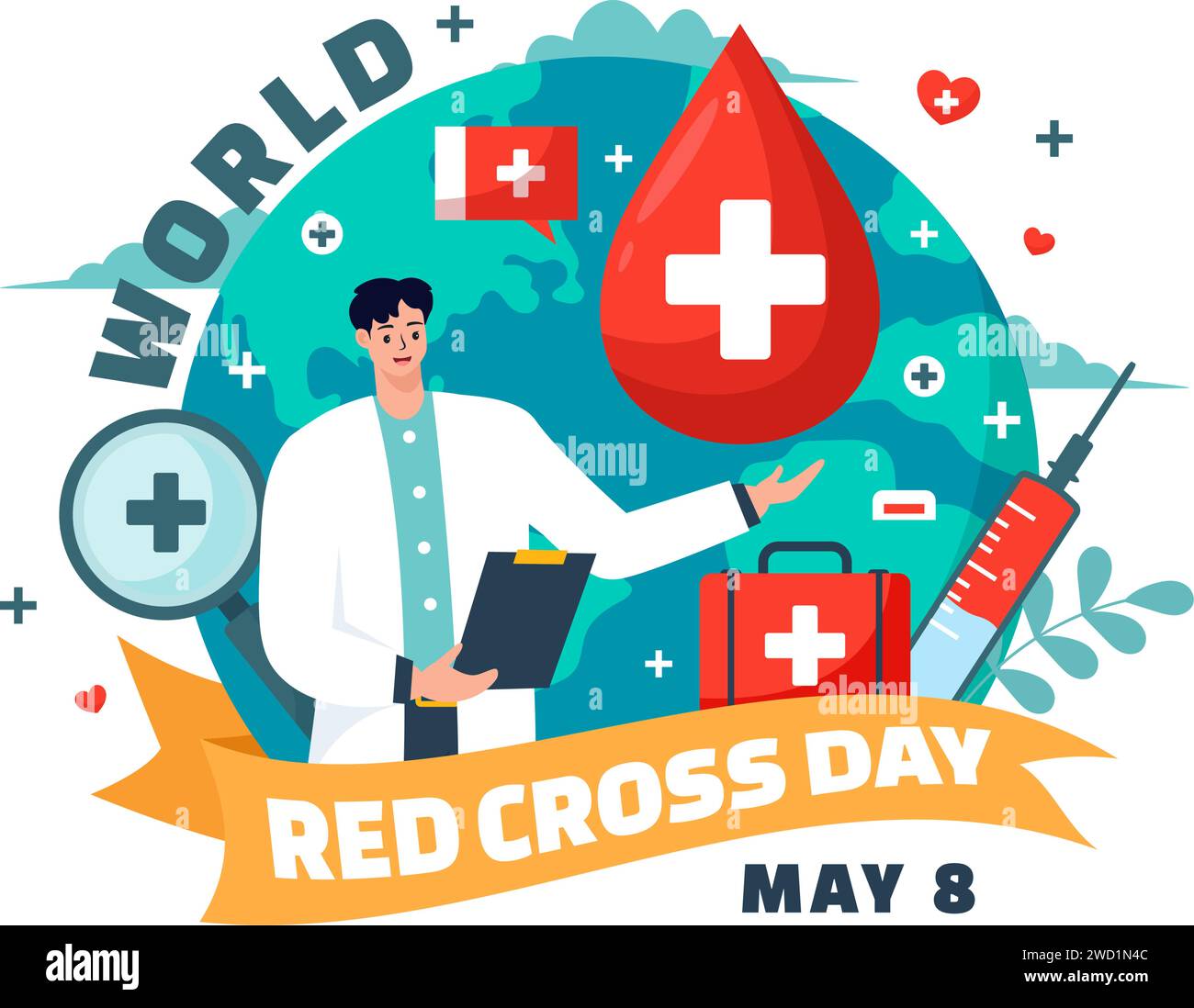 World Red Cross Day Vector Illustration on May 8 to Medical Health and