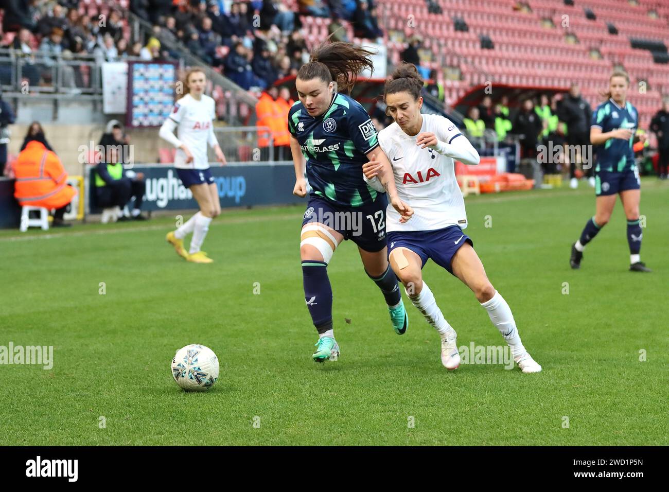 Jodie Hutton & Rosella Ayane 14/01/2024 Tottenham Hotspur Women v Sheffield United Women, FA CUP 4th Round Stock Photo