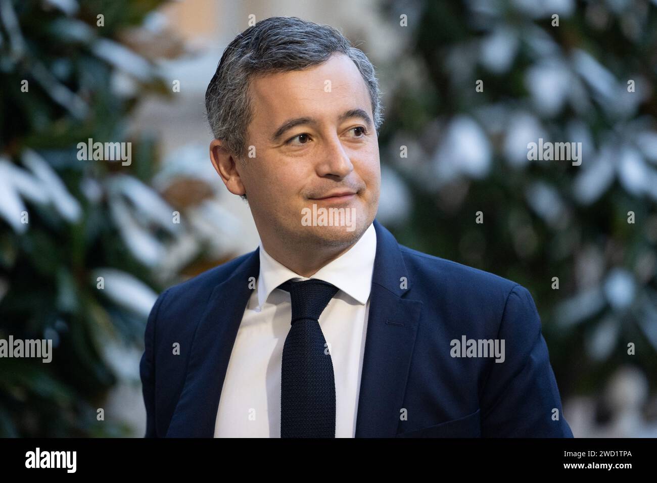 French Interior Minister Gerald Darmanin arrives for a meeting with