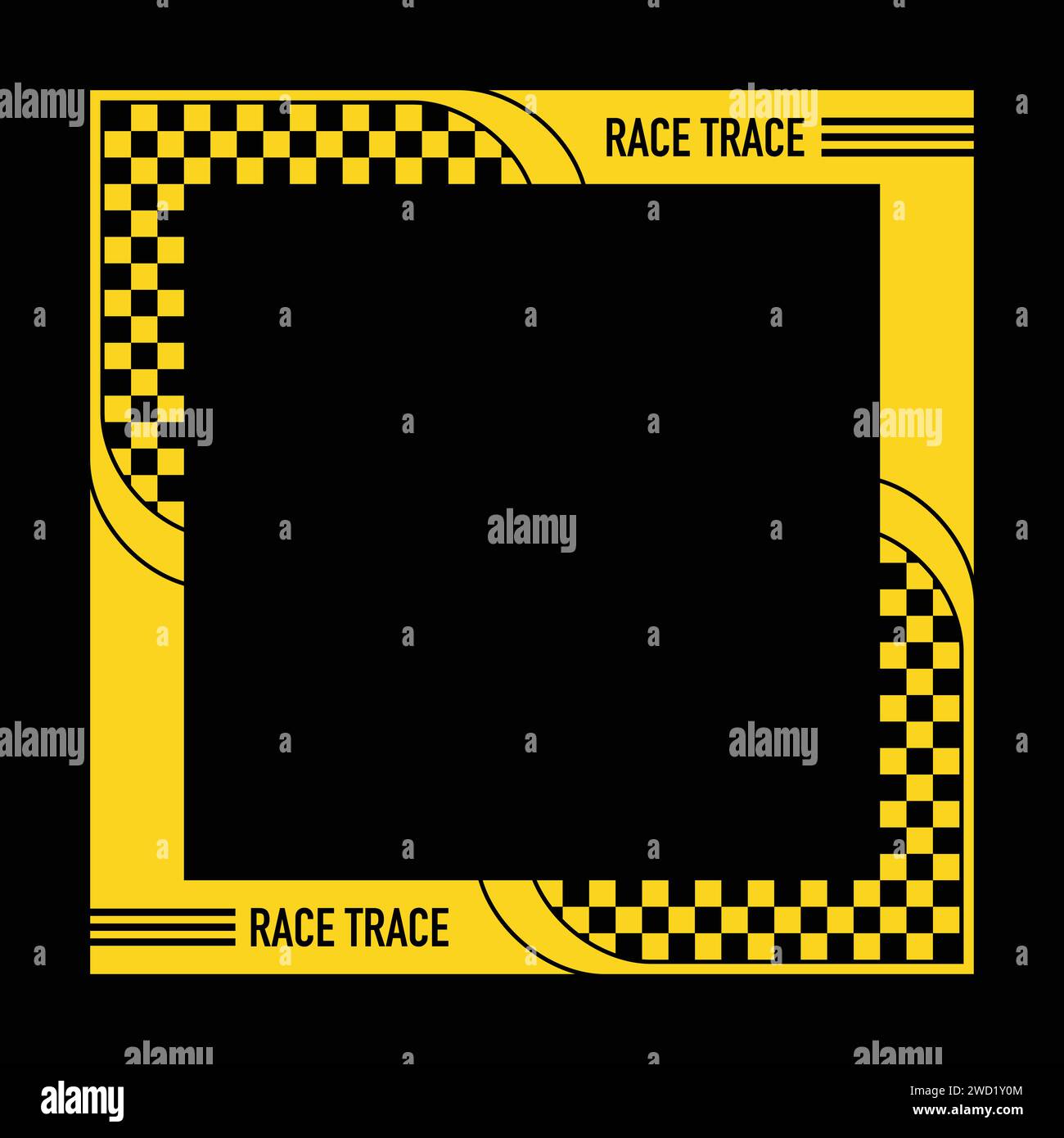 Yellow sport car decals frame Stock Vector
