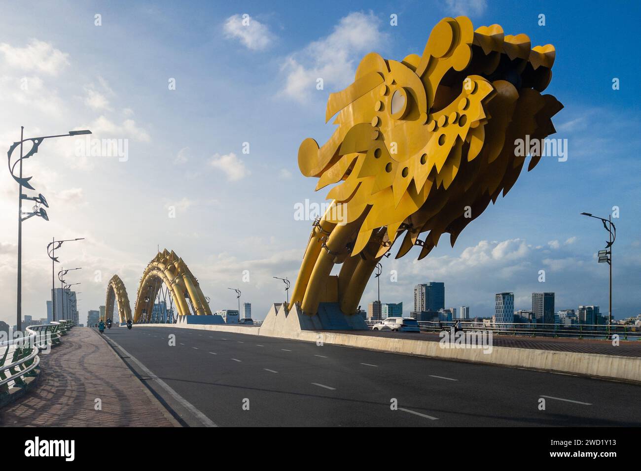 Dragon Bridge, the landmark of Da Nang crossing han river in vietnam Stock Photo