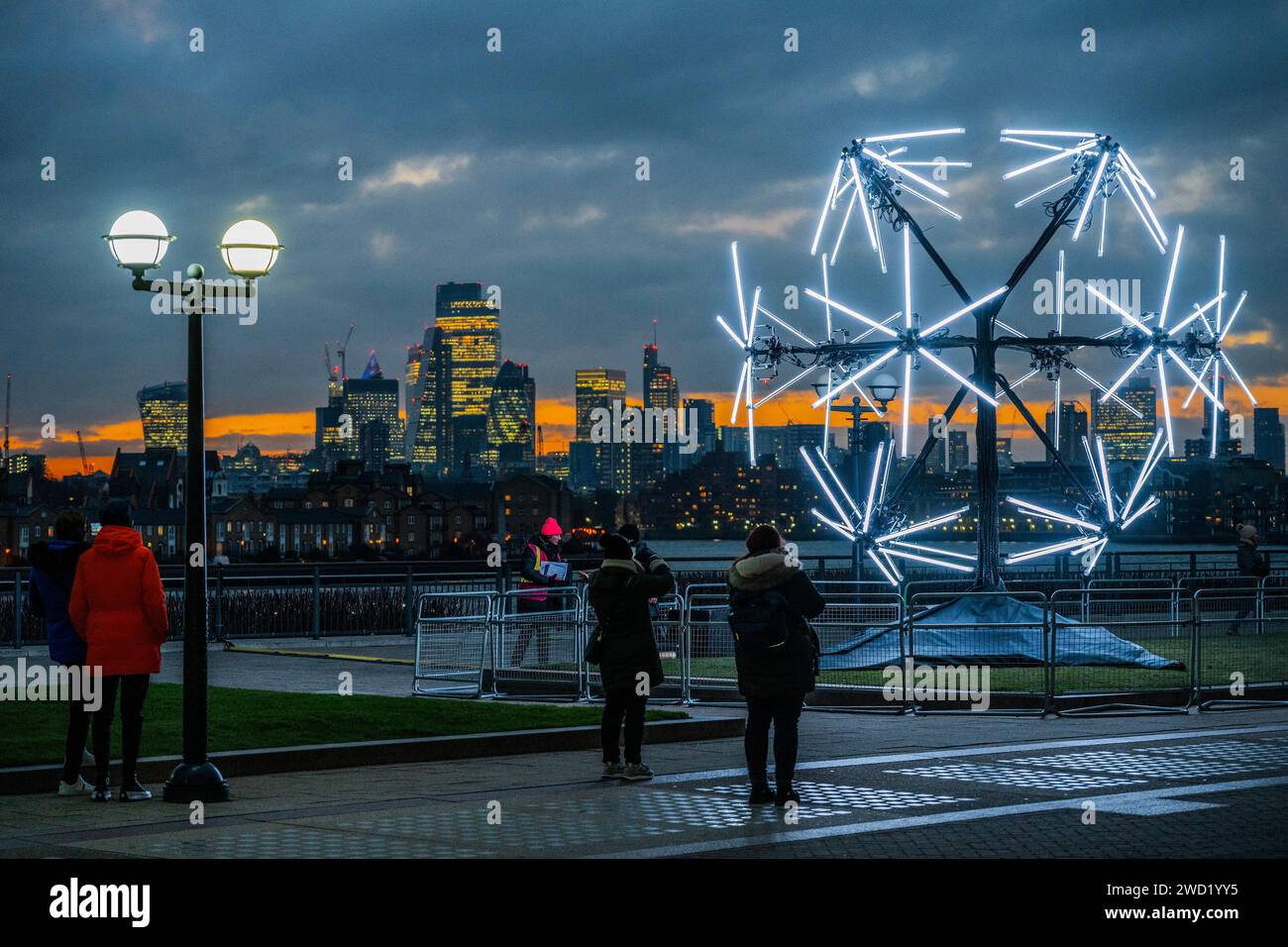 London, UK. 17th Jan, 2024. Neuron by Juan Fuentes (Spain), on the Riverside Canary Wharf's