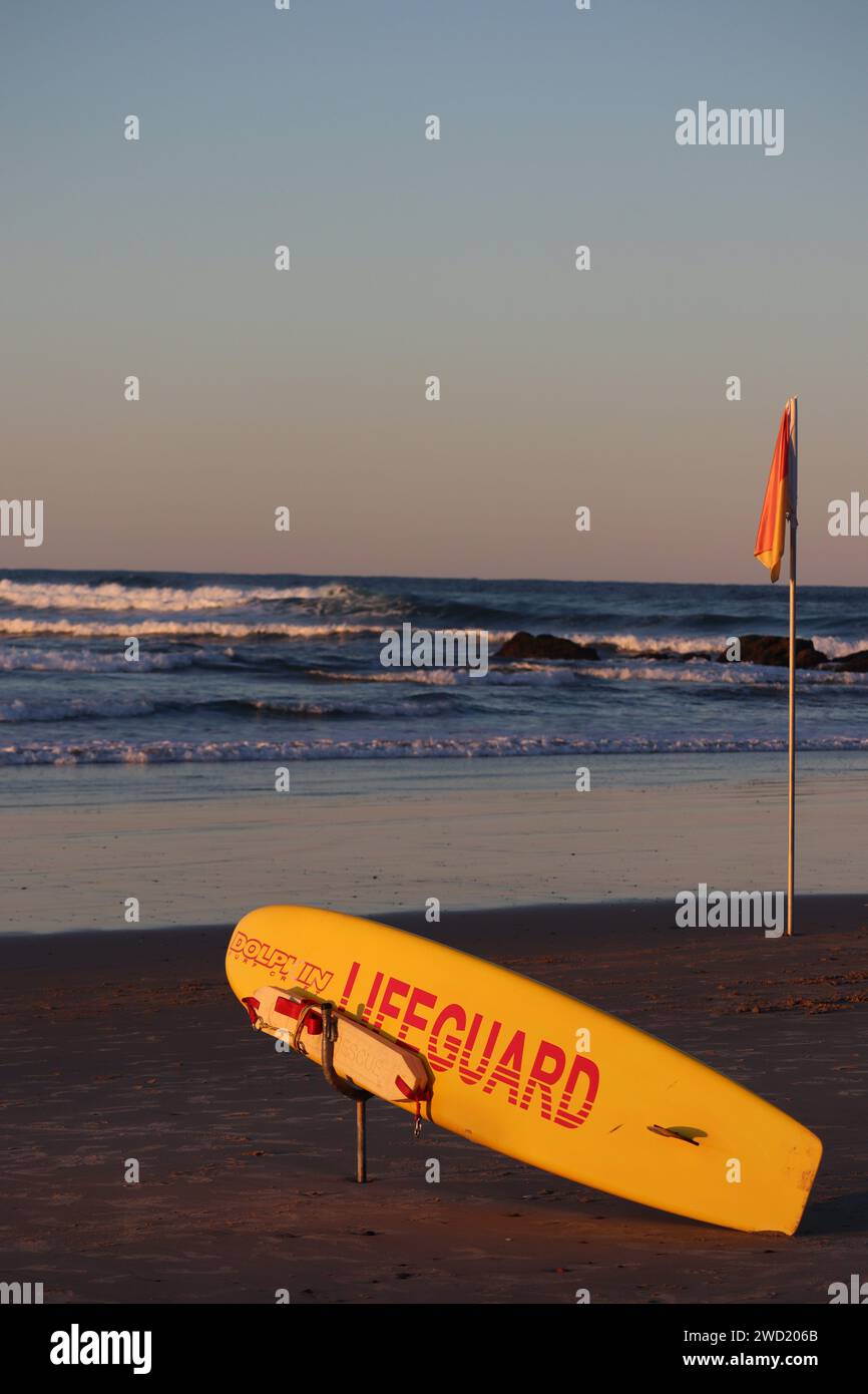 Lifeguard Equipment at Sunset Port Macquarie NSW Stock Photo