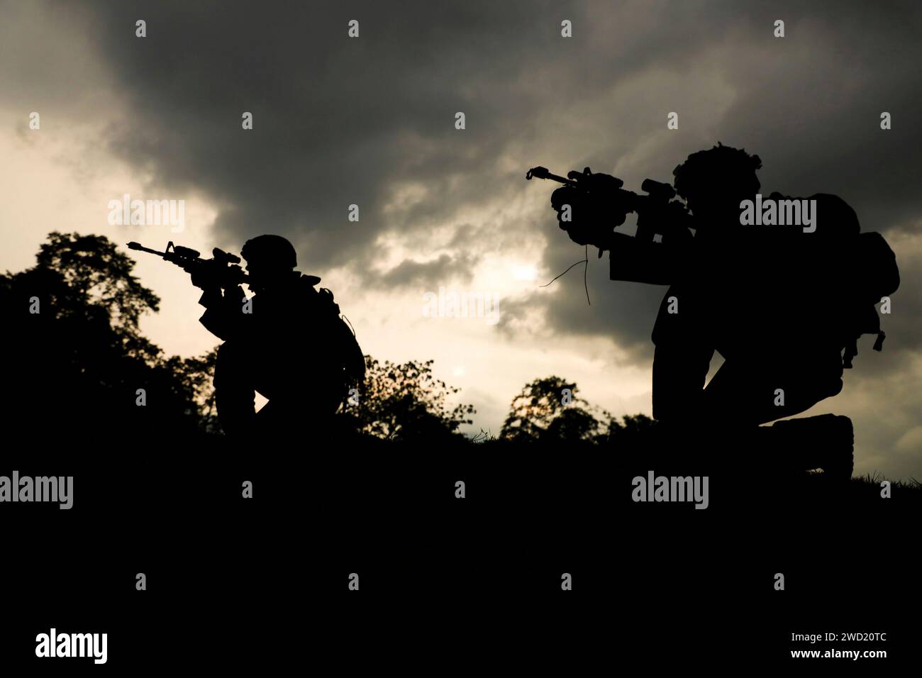 U.S. Soldiers on alert during Exercise Balikatan in the Philippines. Stock Photo
