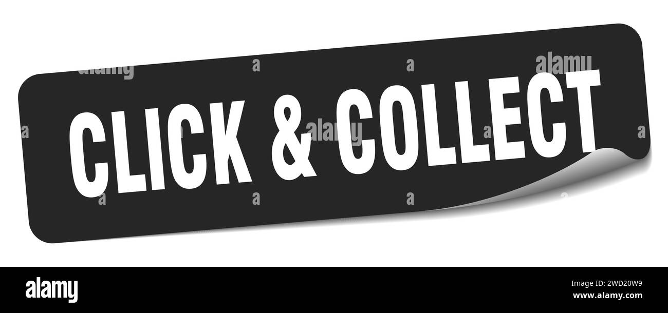 click & collect sticker. click & collect rectangular label isolated on white background Stock
