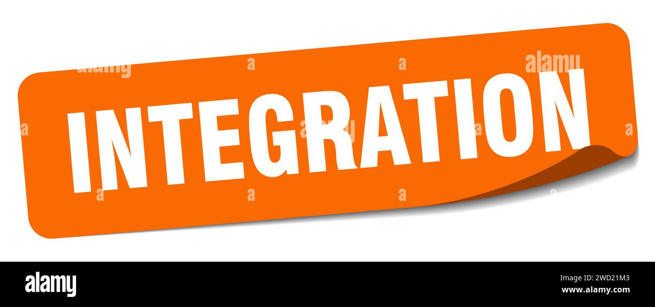 integration sticker. integration rectangular label isolated on white ...