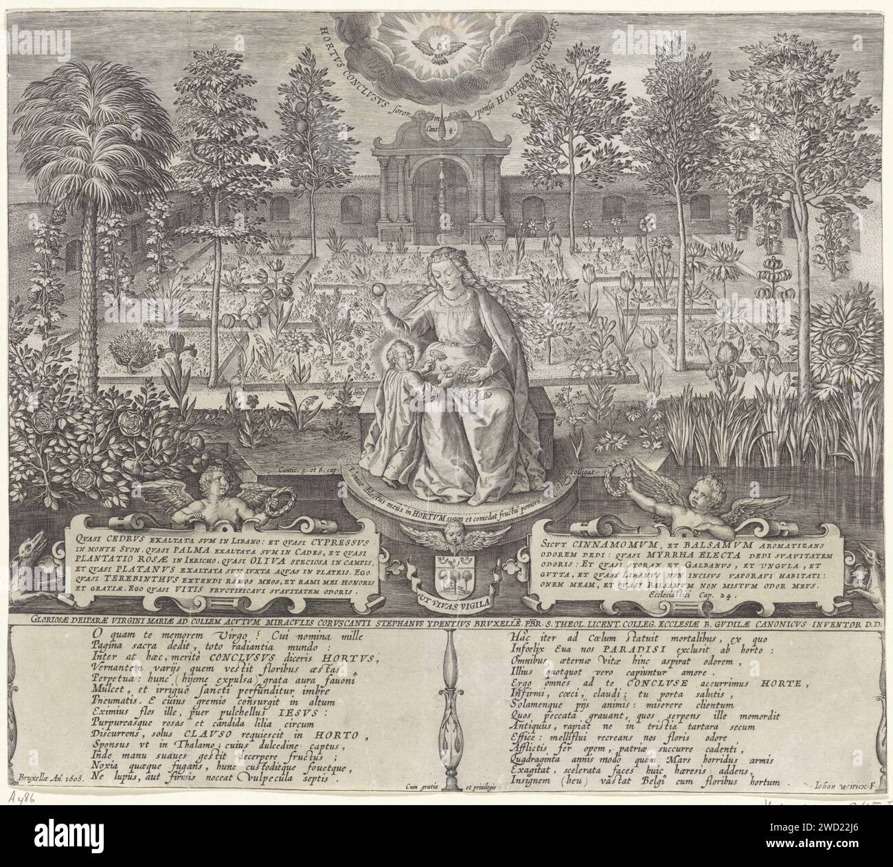 Mary with Christ child in the closed garden, Johannes Wierix, 1606 ...