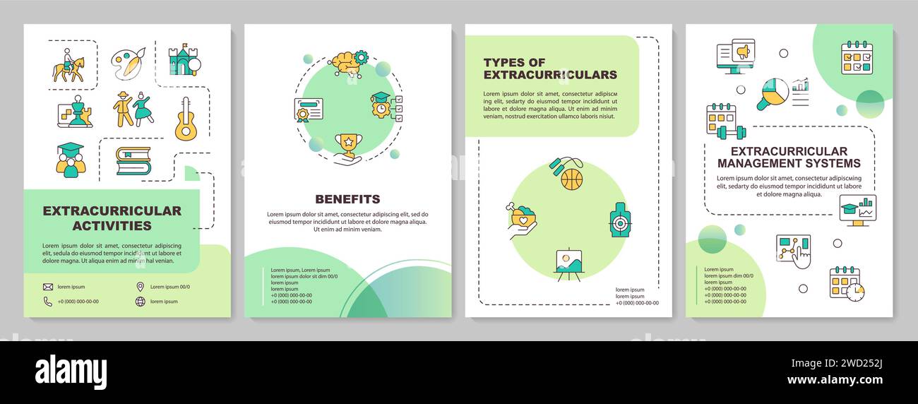 Gradient brochure with extracurricular activities icons Stock Vector