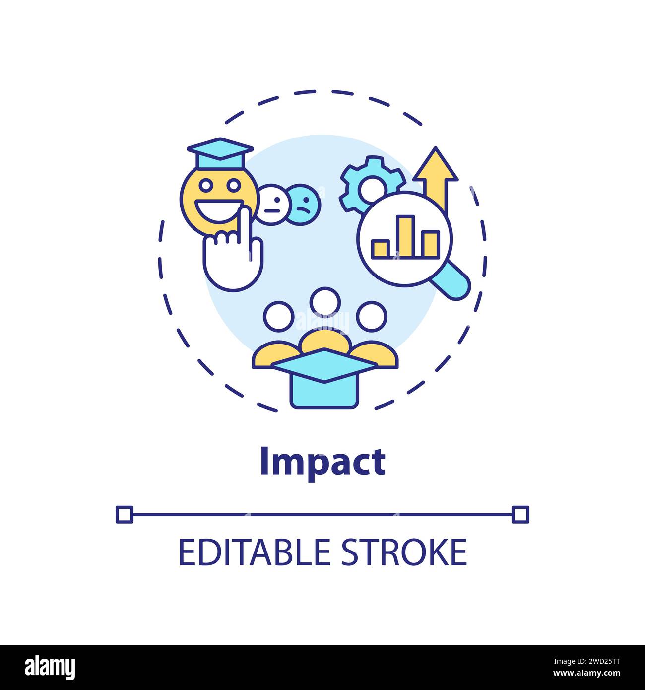 Thin line simple colorful impact icon concept Stock Vector
