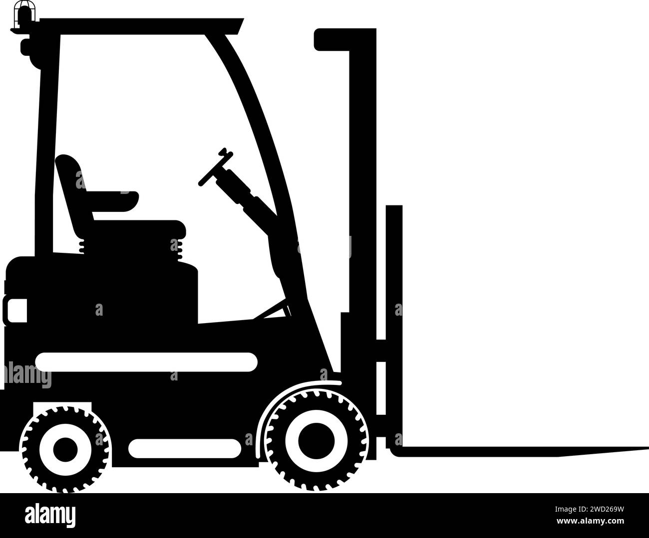 Silhouette of Wheel Forklift Icon in Flat Style Stock Vector Image ...
