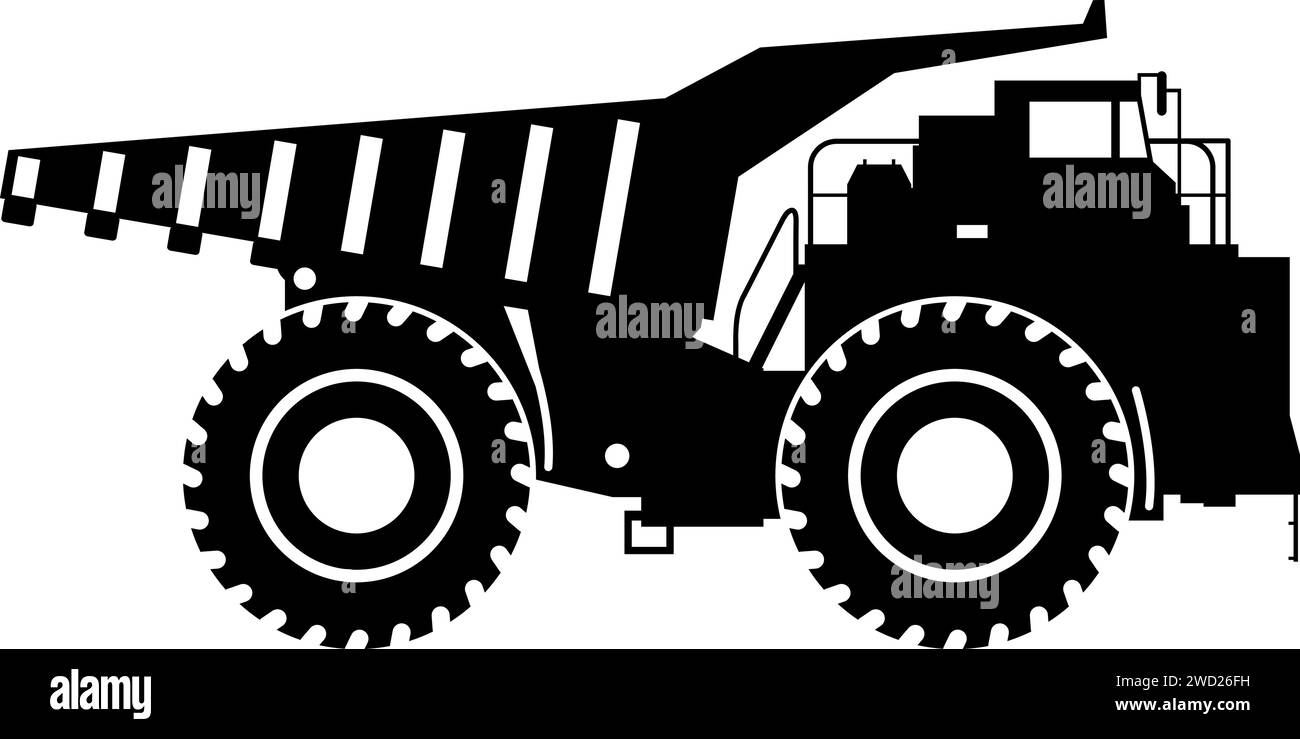 Silhouette of Dump Truck Icon in Flat Style Stock Vector Image & Art ...