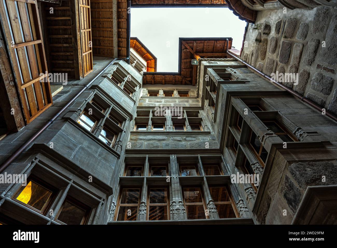 Internal courtyard of the Chamoncel residence located in the heart of the city, houses the House of Heritage and Letters. Saint-Étienne, France Stock Photo