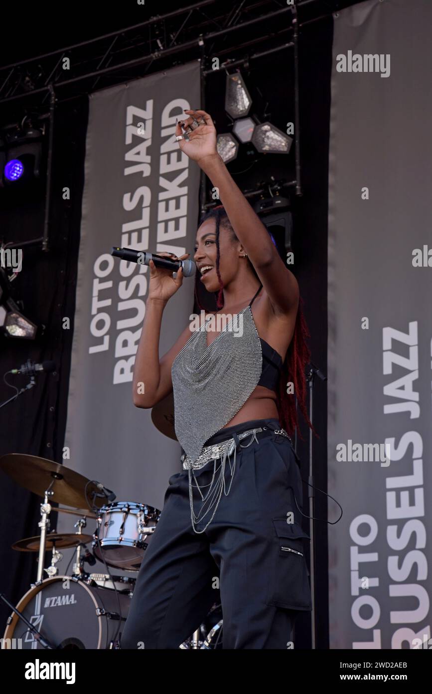 The world renowned Brussels born singer songwriter K.ZIA headlining the final day of the Brussels Jazz Weekend, May 2023 Stock Photo