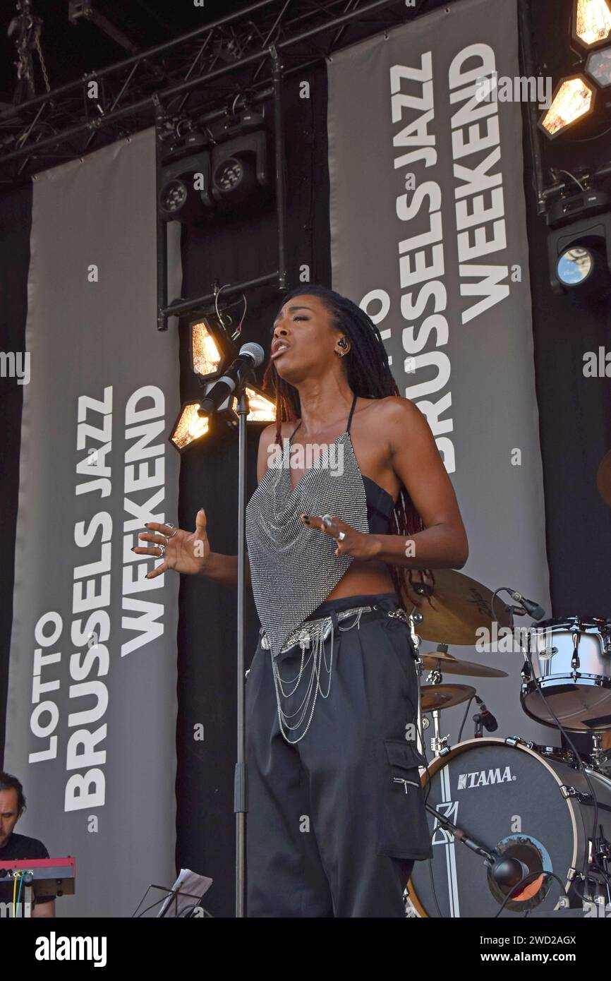 The world renowned Brussels born singer songwriter K.ZIA headlining the final day of the Brussels Jazz Weekend, May 2023 Stock Photo