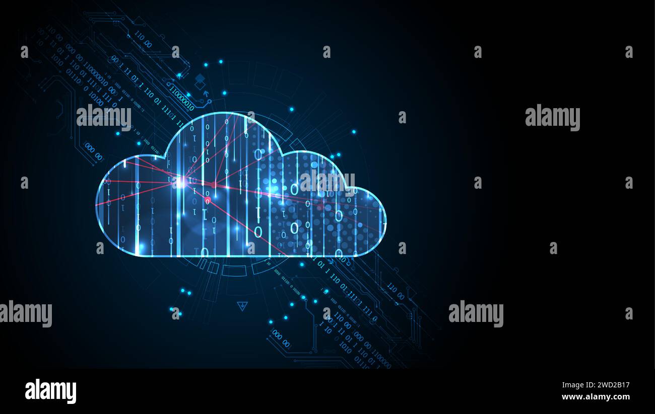 Cloud computing concept.Abstract connection technology background. Hand drawn vector. Stock Vector