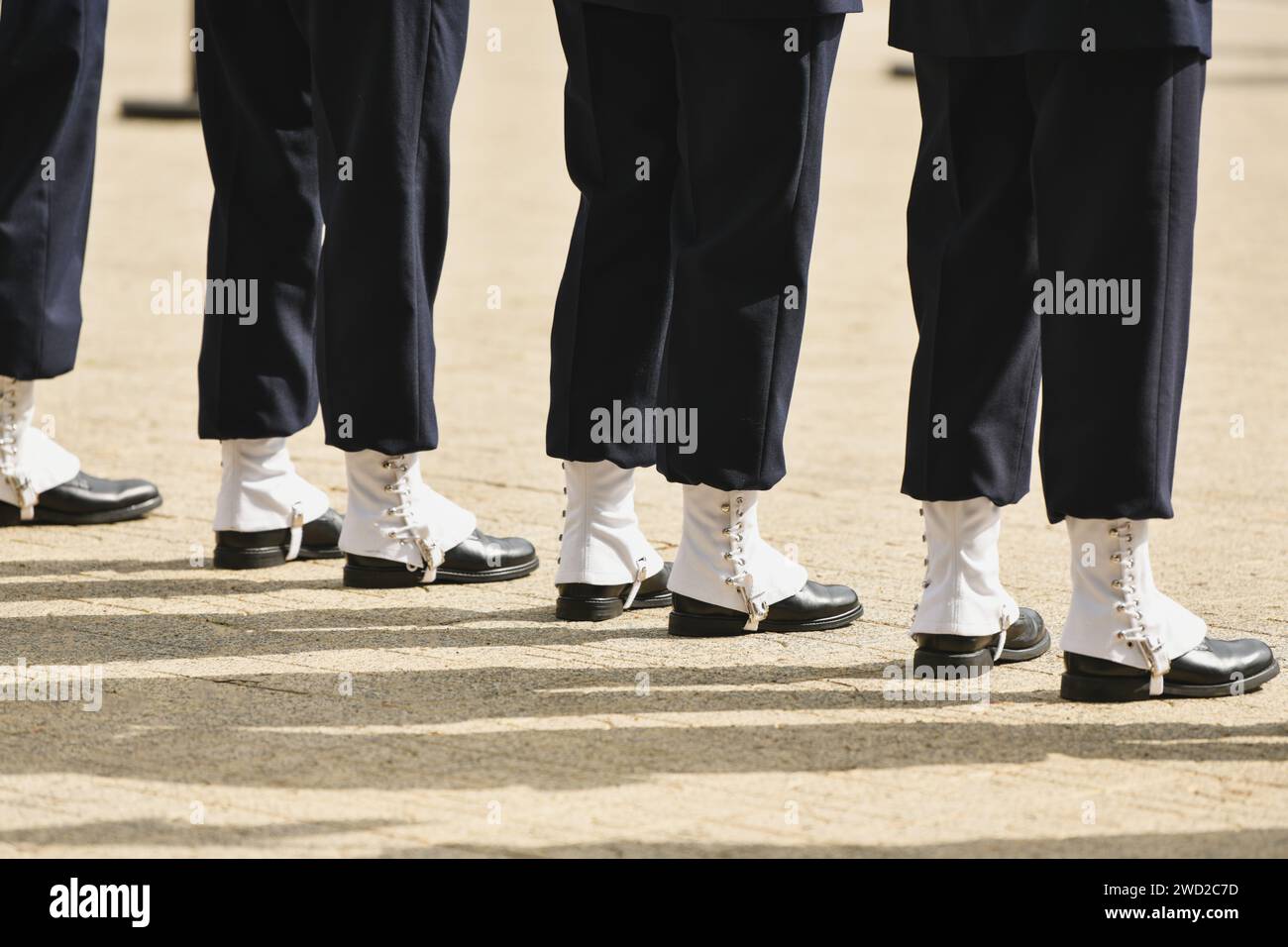 French military sailor shoes with white protection Stock Photo