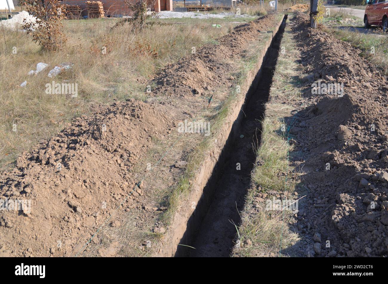 Pipe Excavation, Bedding and Backfill. Pipe trench and bedding. Trench