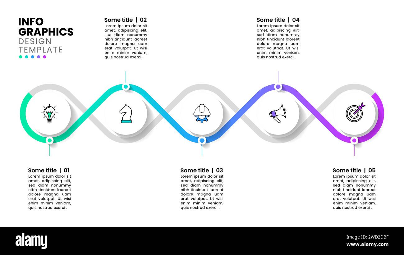 Infographic template with icons and 5 options or steps. Connected ...