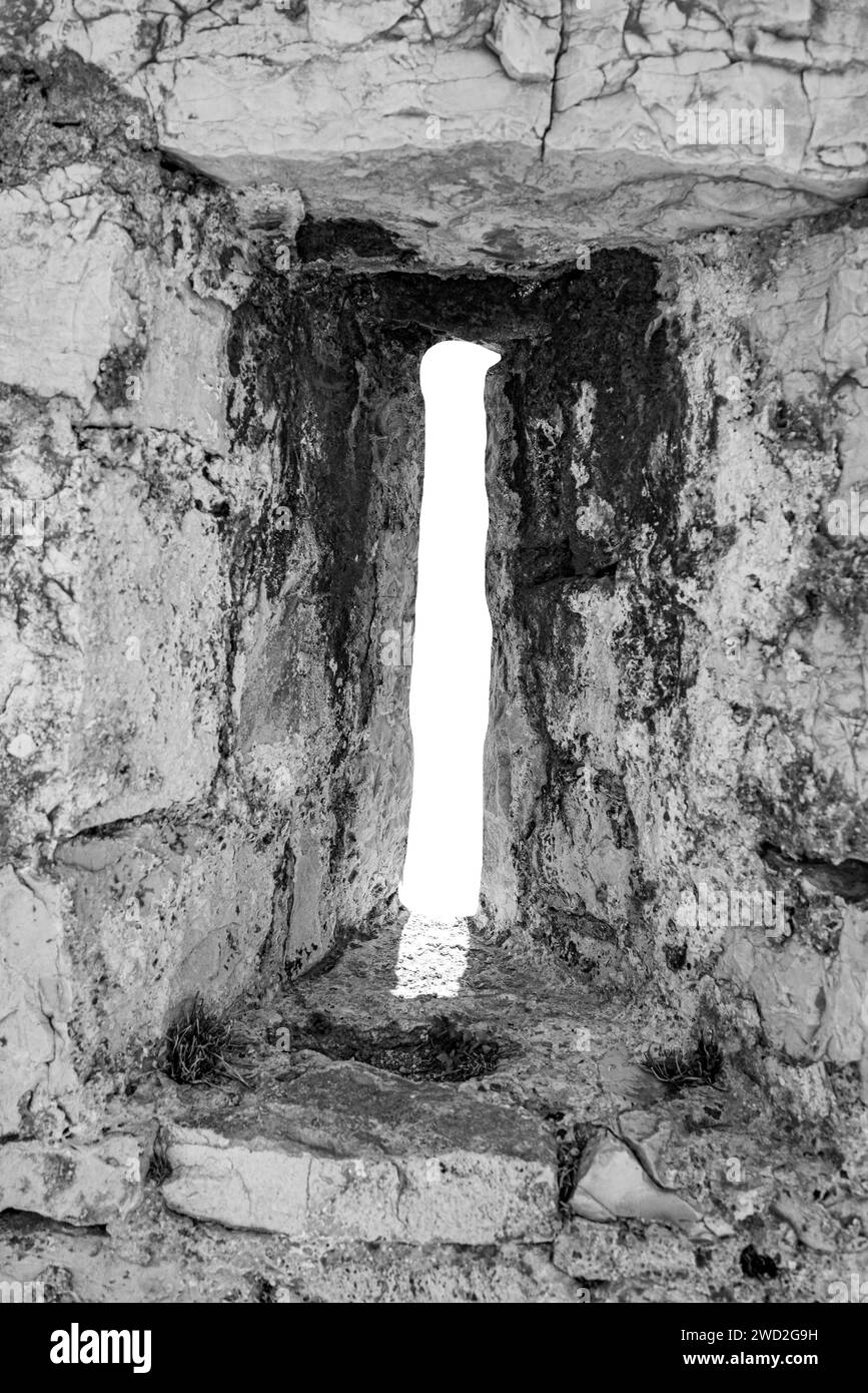 Medieval stone wall background Black and White Stock Photos & Images ...