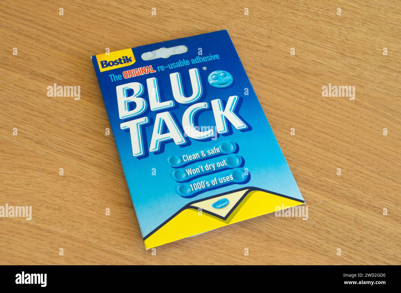 Packet of Bostik Blue Tack Adhesive Stock Photo