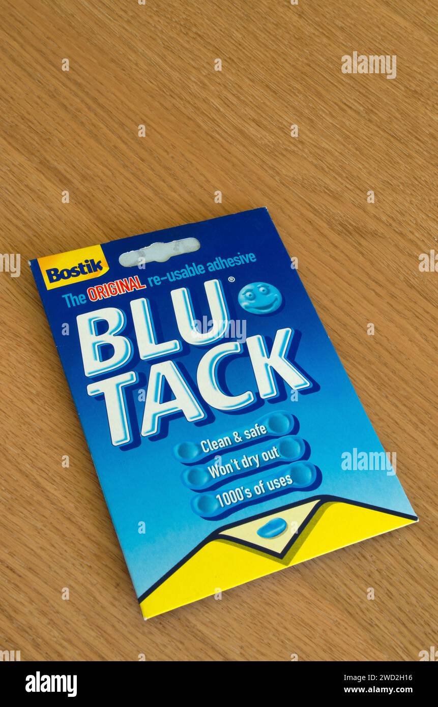 Packet of Bostik Blue Tack Adhesive Stock Photo