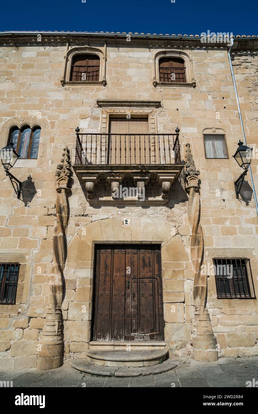 Facade of 16th century mansion of the Chaves-Cardenas on the western side of Plaza Mayor in Trujillo, Extremadura, Spain Stock Photo