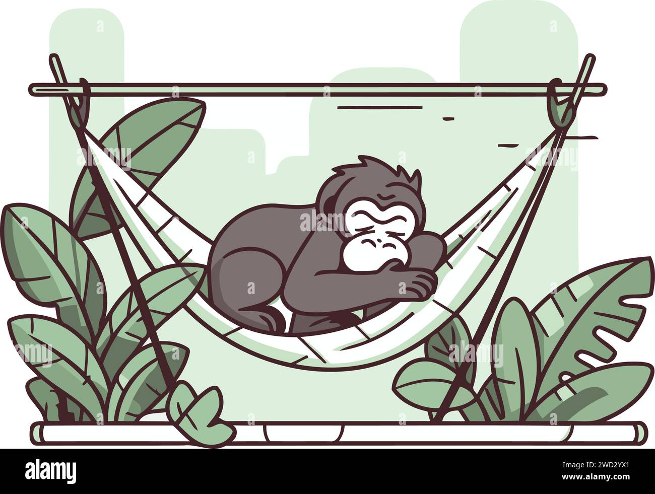 Monkey sleeping in hammock. Vector illustration in cartoon style Stock ...
