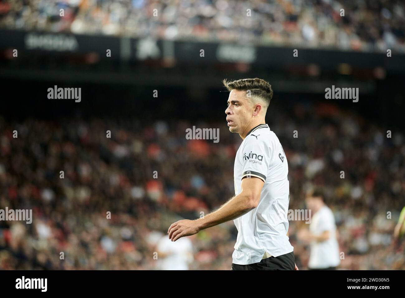 Gabriel Paulista of Valencia CF in action during the Eighth of final of the King's Cup 23/24 at Mestalla Stadium (Valencia,Eighth of final of the King Stock Photo