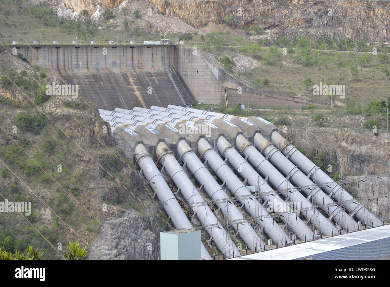 Hydroelectric Power Plant, Brazil, South America, panoramic view Stock