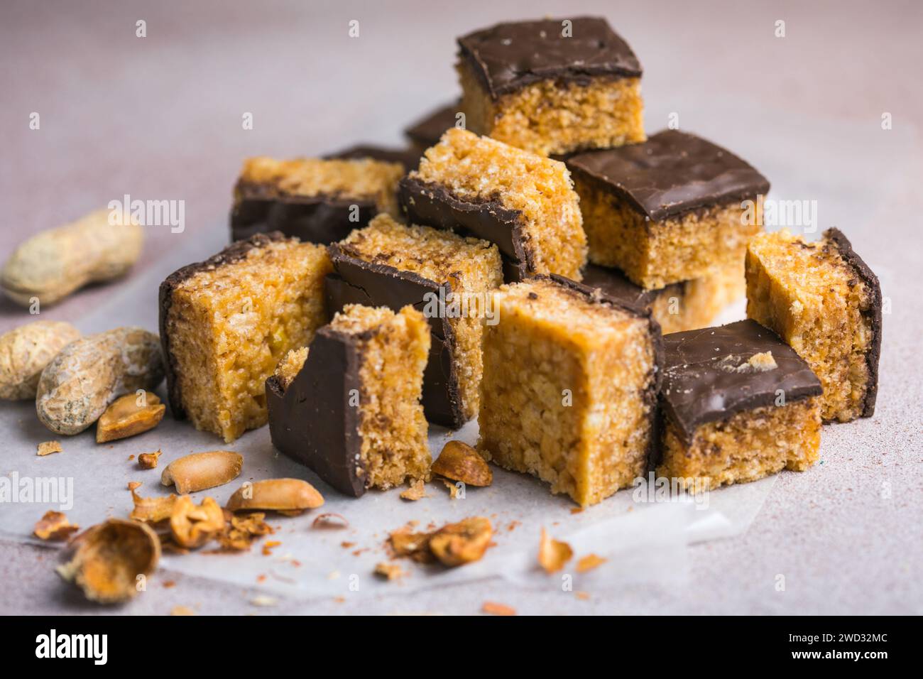 Various healthy granola bars (muesli or cereal bars). Set of energy