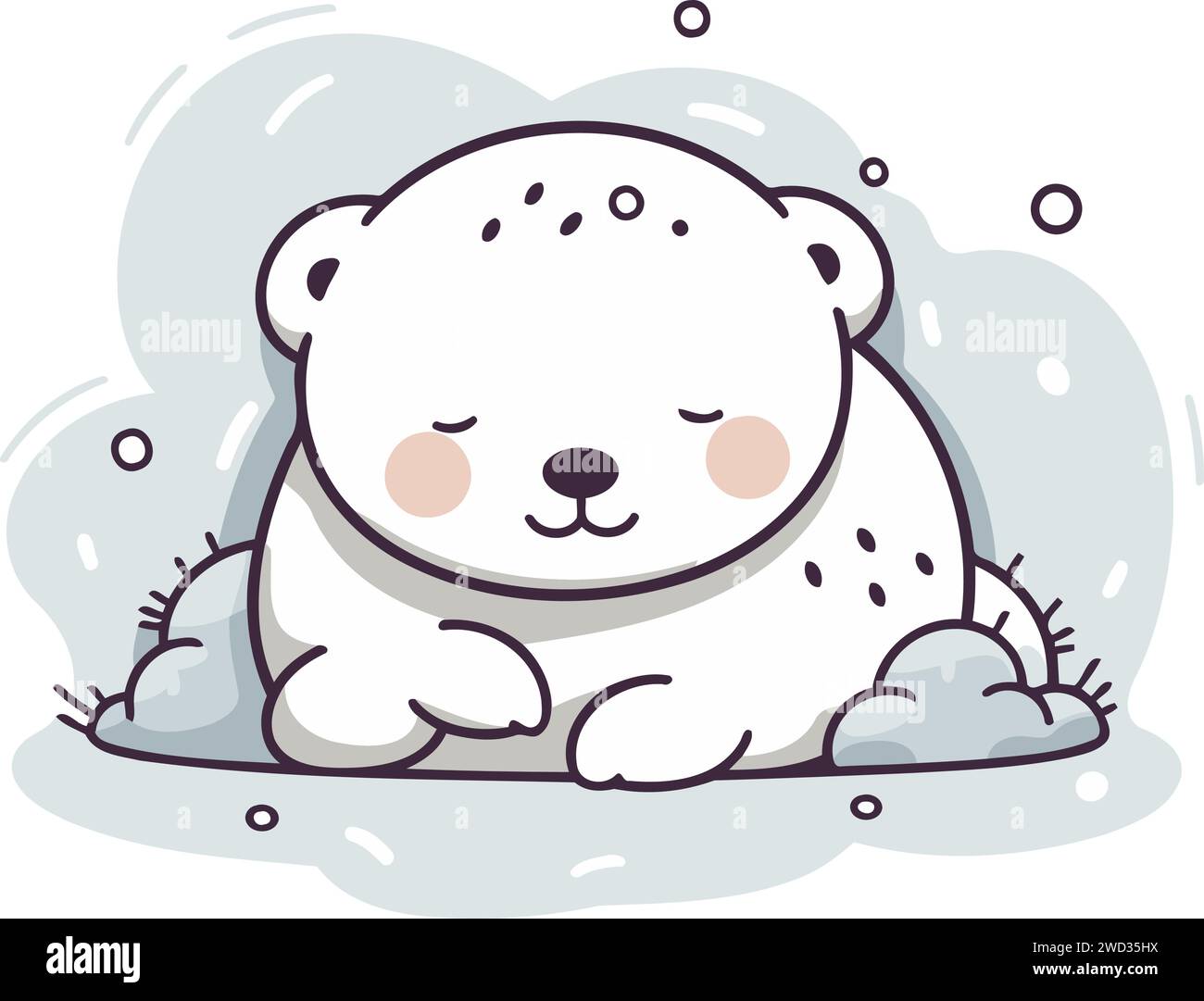 Cute cartoon polar bear. Vector illustration of a cute polar bear Stock