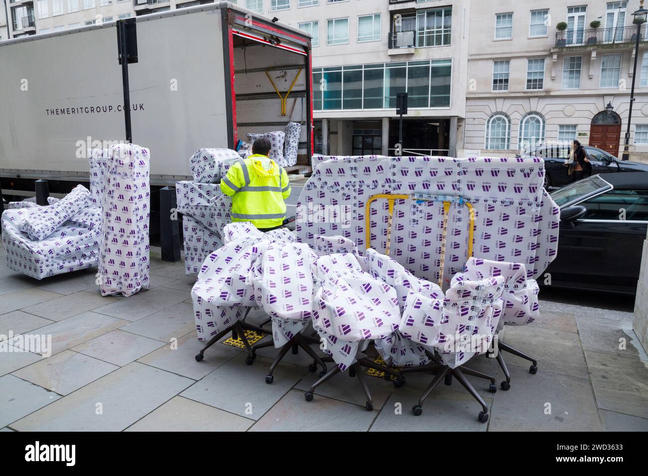 New office furniture delivery, chairs, table, seat, seating / seats