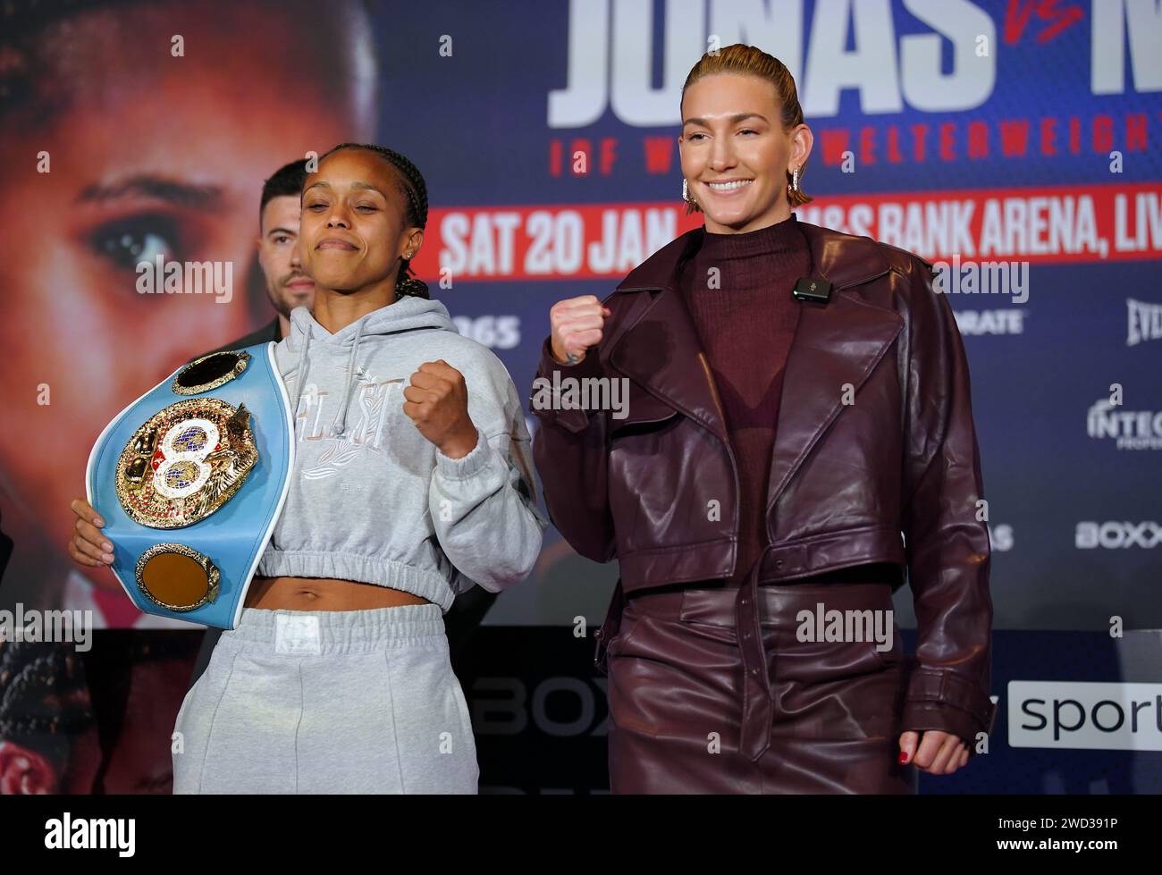 Natasha Jonas and Mikaela Mayer (right) during a press conference at ...