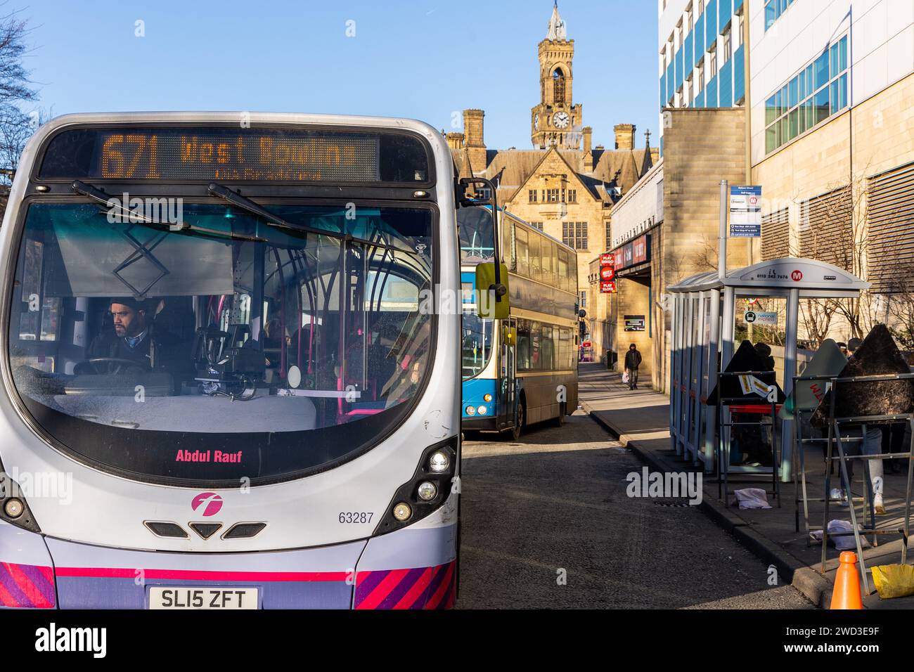 Bradford, UK, 18 January 2024, Bradford Interchange bus station remains closed following reports of damage on 04.01.2024. Buses are being rerouted around the bus station including via Nelson Street. Credit: Neil Terry/ Neil Terry Photography Stock Photo