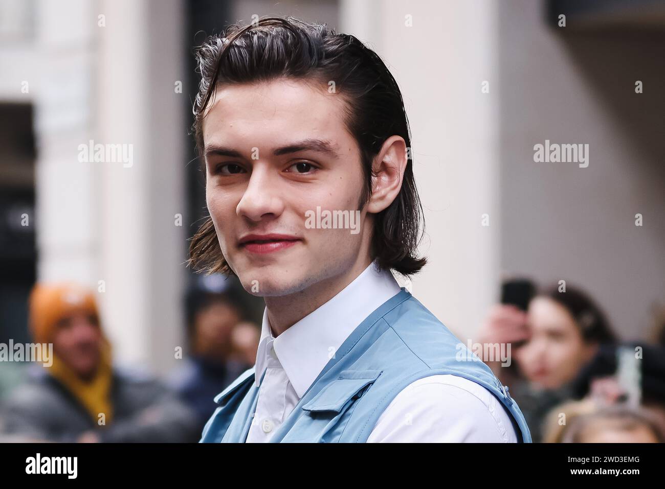 Milan, Italy. 14th Jan, 2024. Louis Partridge is attending the Milan