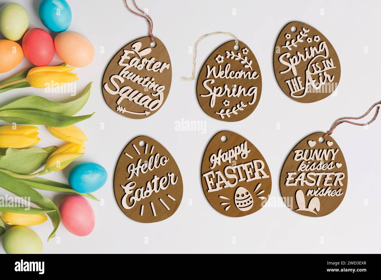 EASTER EGGS BUNDLE Digital multilayer layout files are specially prepared for the laser cut, CNC router machine and other cutting machines. Stock Vector