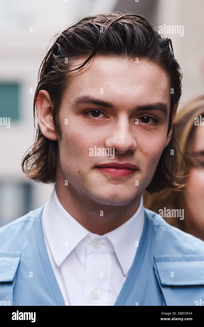 Milan, Italy. 14th Jan, 2024. Louis Partridge is attending the Milan