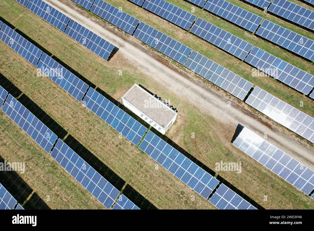 Modern solar power plant, photovoltaic panels green energy electricity