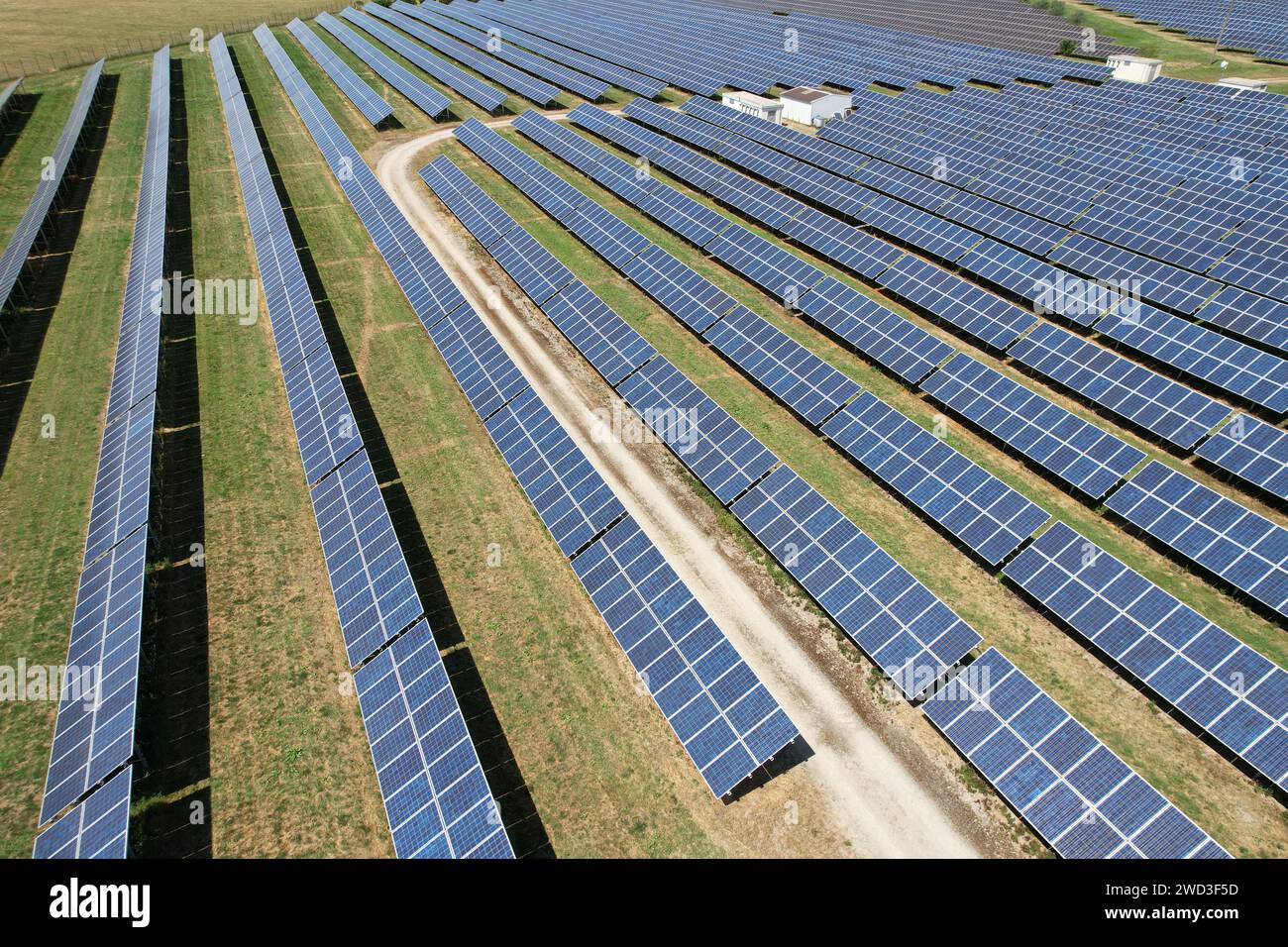 Modern solar power plant, photovoltaic panels green energy electricity
