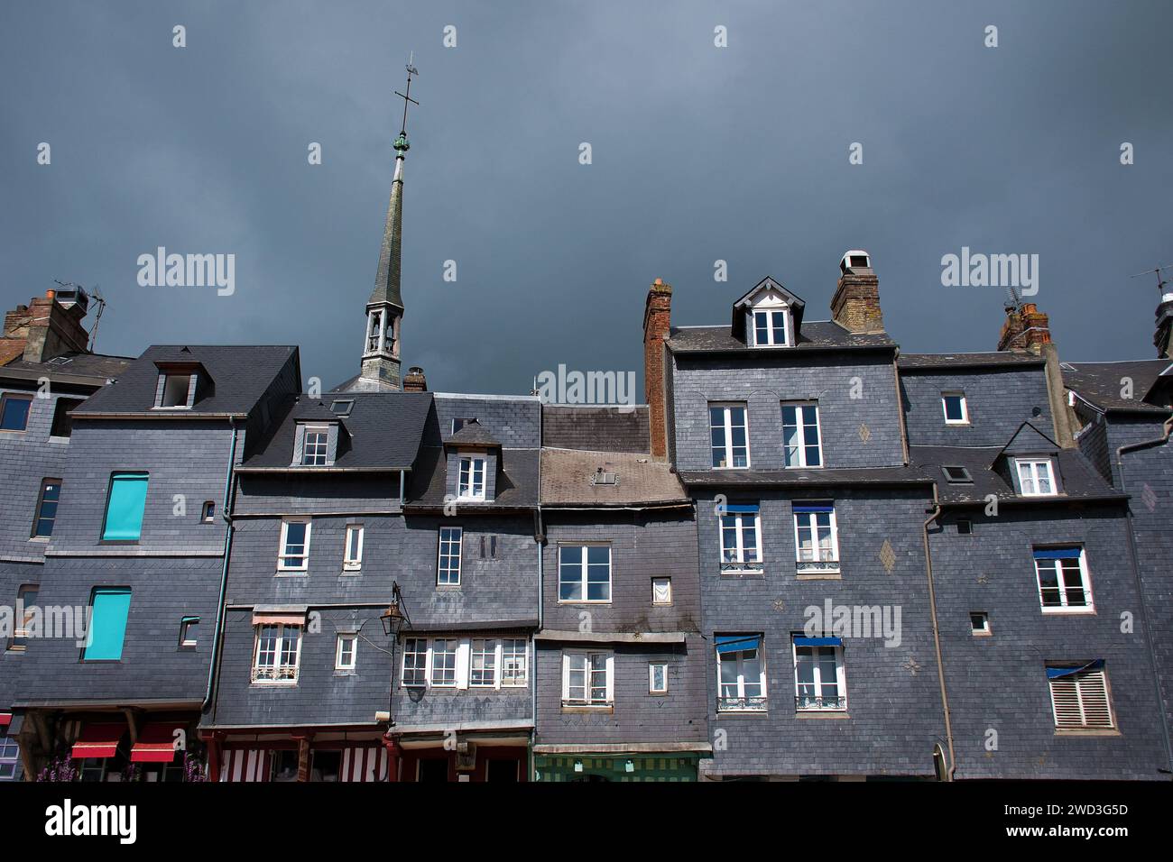 Honfleur, houses with slate-covered facades Stock Photo