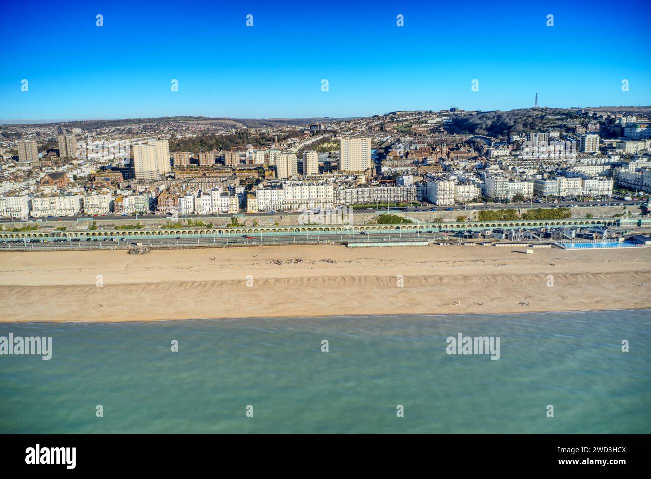 Brighton seafront with Victorian buildings along Marine Drive and