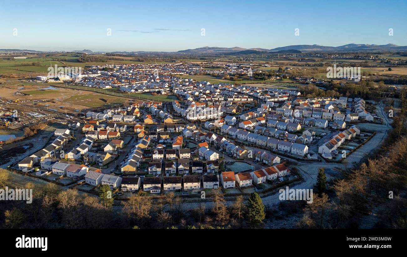 Aerial view of Calderwood village housing development, East Calder ...